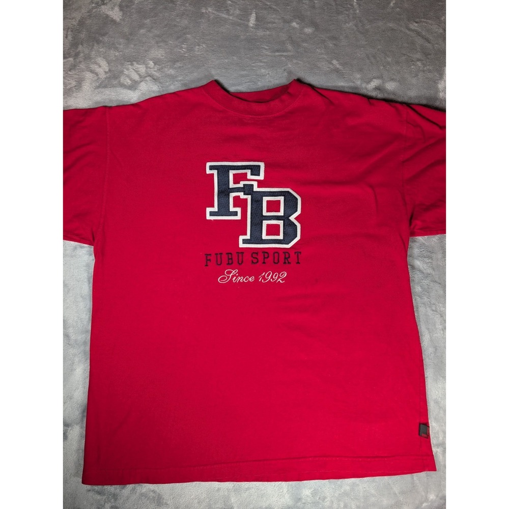 FUBU Sport T-Shirt Graphic Tee Men XL Red Vintage 90s Streetwear Hip Hop Vintage